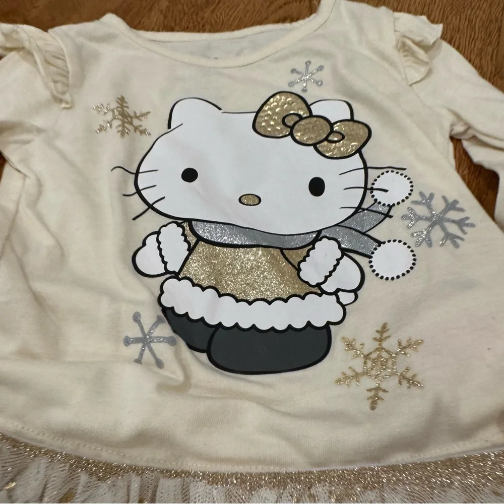 Hello Kitty Cream/gold skirt & top! Sz 3t NWOT